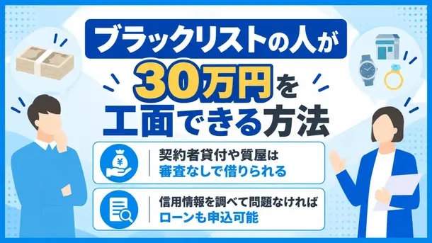 ブラックリストでも30万円借りられる？審査なしで資金調達する方法を解説
