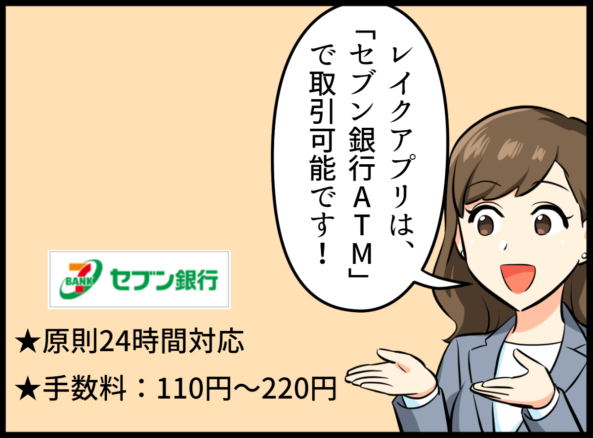 セブン銀行ATMで利用可能