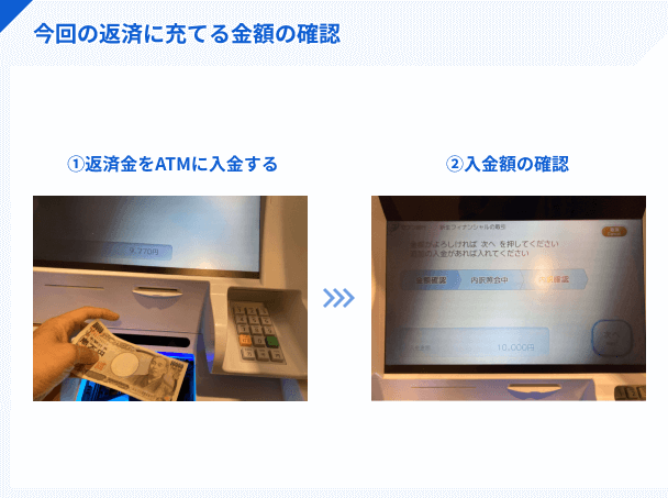 今回の返済に充てる金額の確認