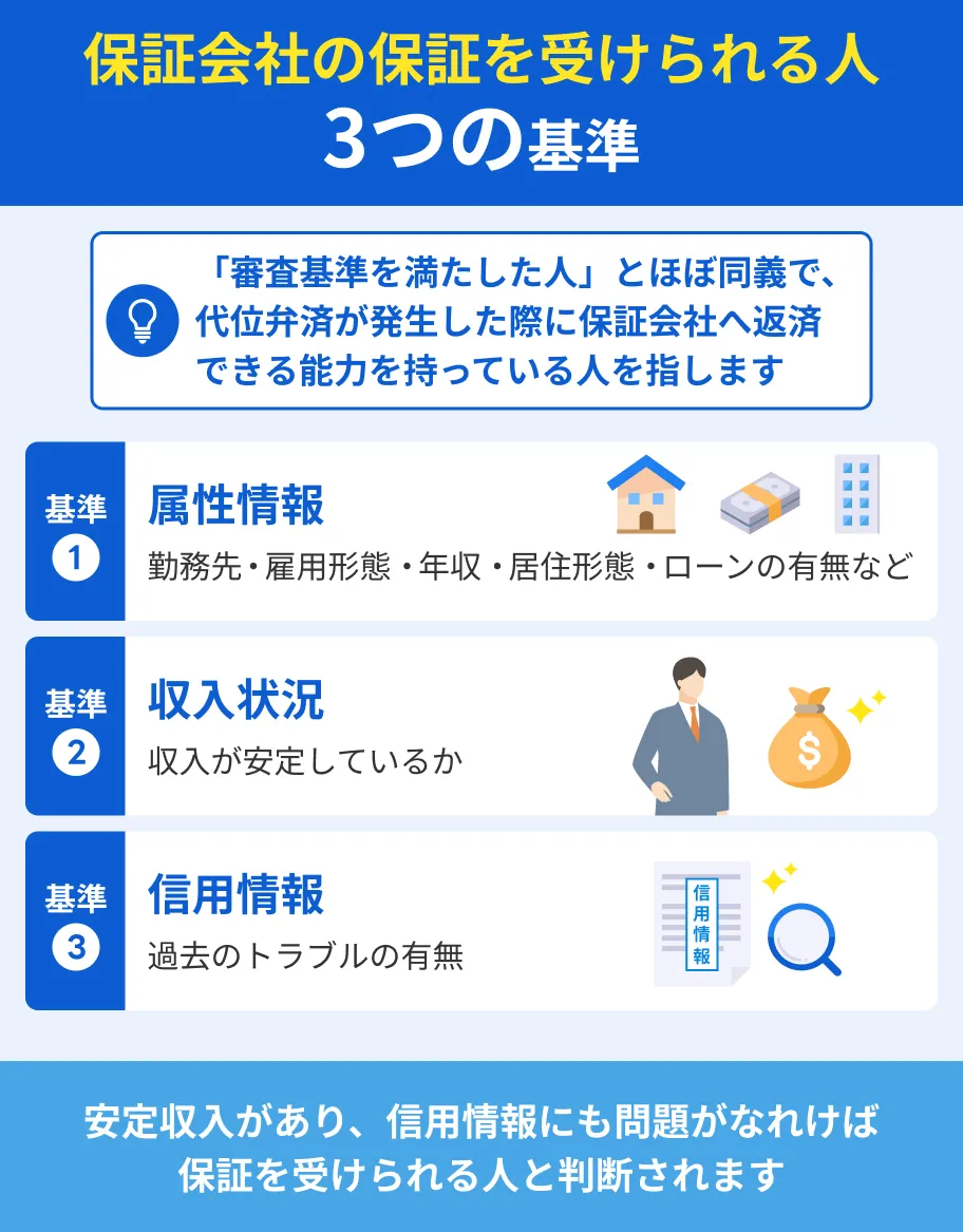 「保証会社の保証を受けられる人」の基準
