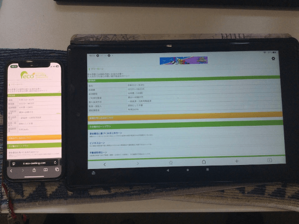 エコキャッシングの公式サイト画面