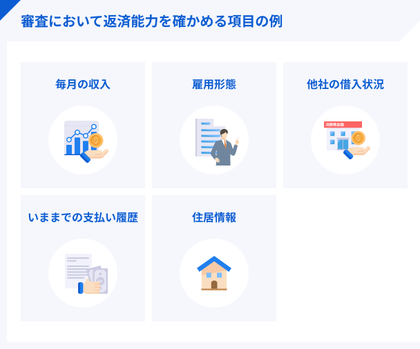 返済能力を確かめる項目の例
