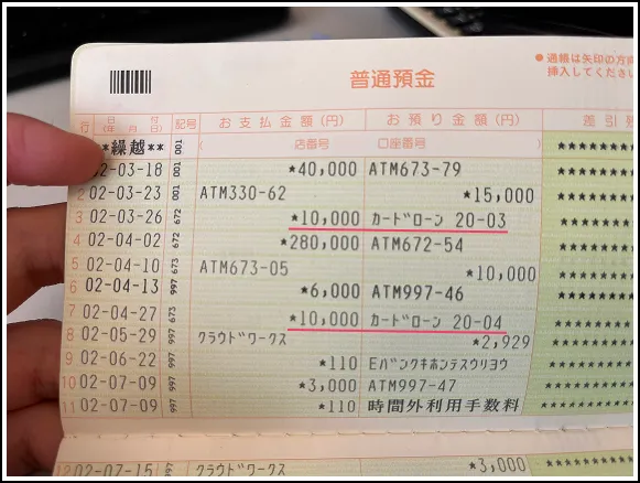 かぎんSの利用履歴