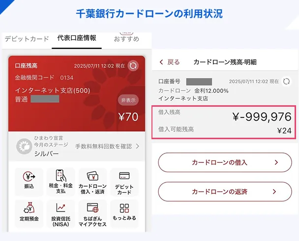 千葉銀行カードローンの利用状況