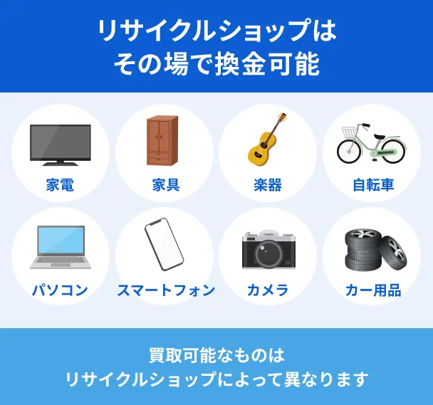 リサイクルショップはその場で換金可能