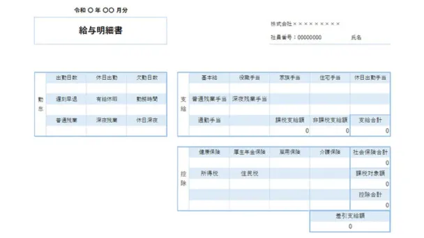 給料明細書の見本