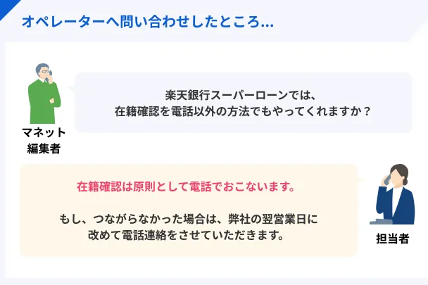 楽天スーパーローンの在籍確認について