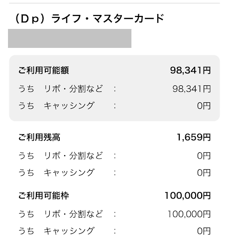 クレジットカードの限度額